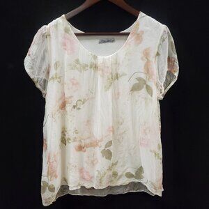 Elena Baldi Womens Made In Italy Floral Silk Top Size M Dainty Feminine Luxury